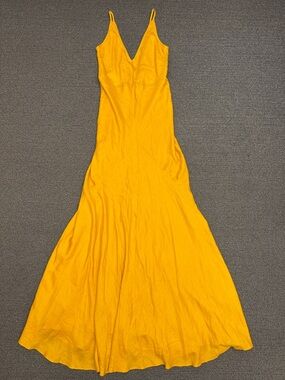 Gabriela Hearst Brigita Fluted Wool Dress in Yellow